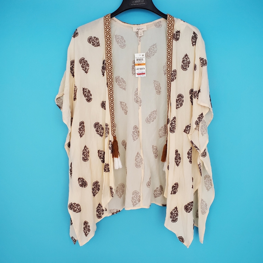 Style & Co. - Cream & Brown Patterned Women's Kimono